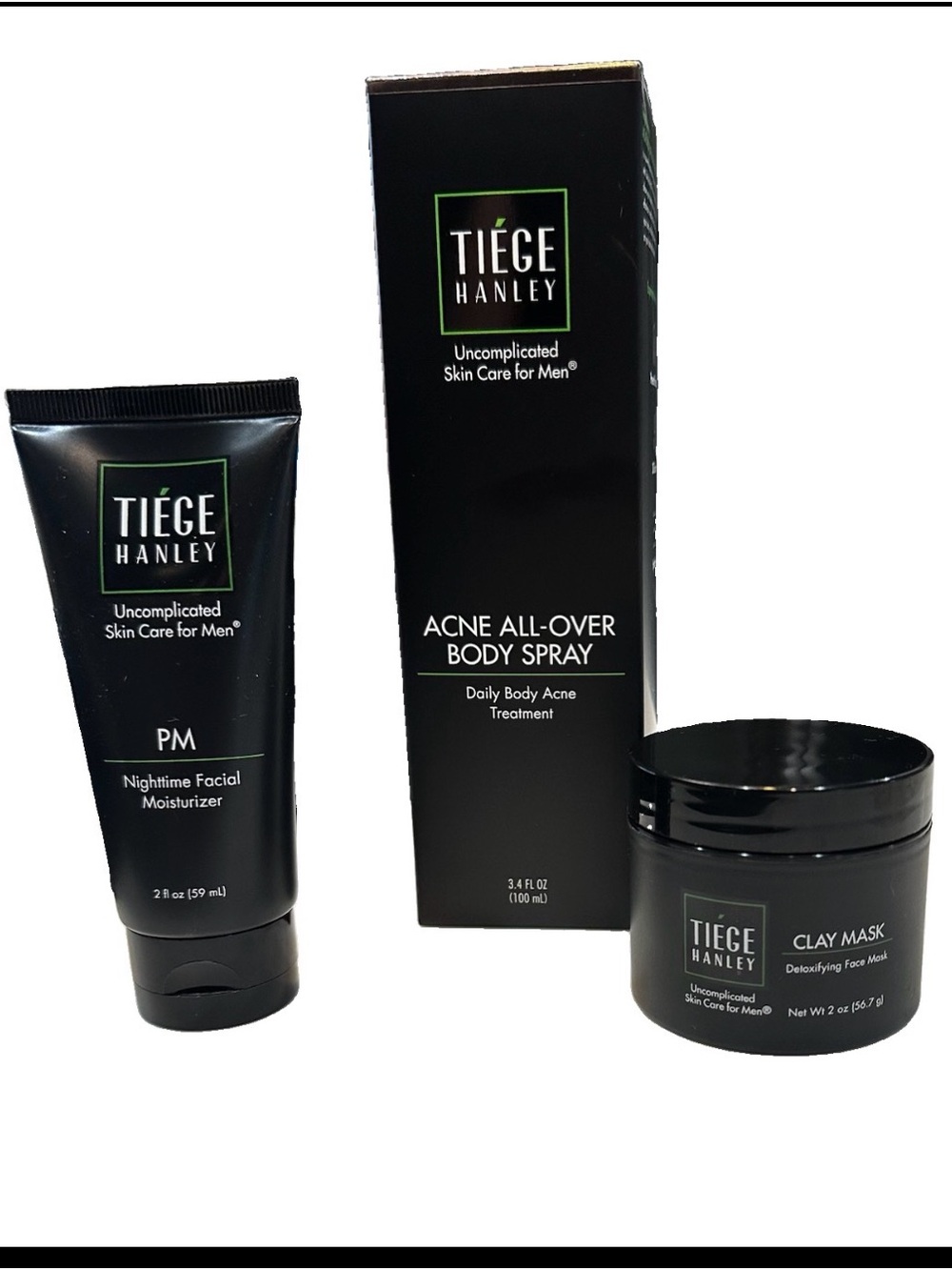 Tiege Hanley Men’s Skincare Set — PM Moisturizer, Acne Spray & Clay Mask